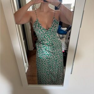 KARINA GRIMALDI satin floral maxi dress